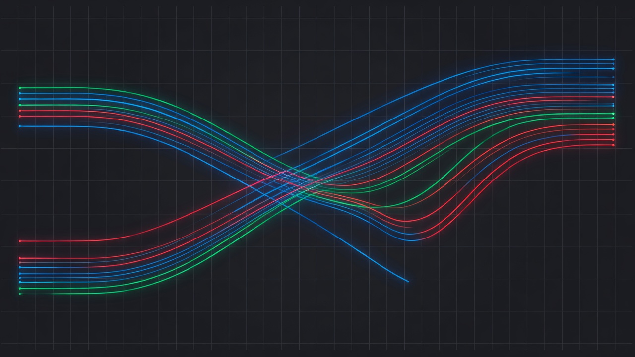 Analytical data visualization line chart displaying simulated team pathways and advancement probabilities for the tournament